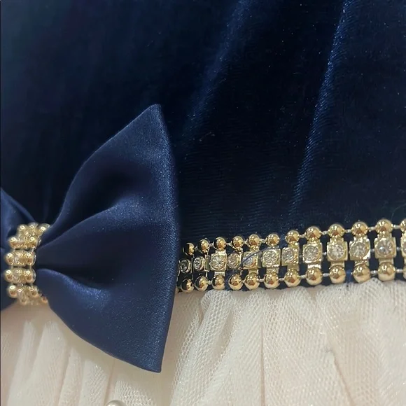 American Princess✨Elegant Navy and pink pearl Kids Dress Size:7 - Picture 5 of 7